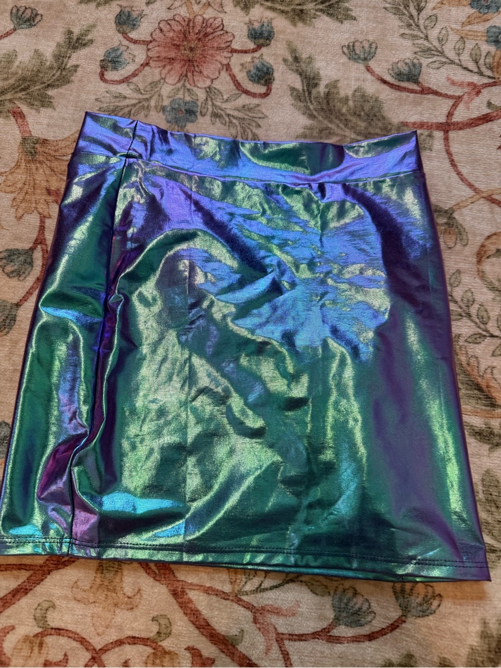 Iridescent Green-Blue Mini Skirt